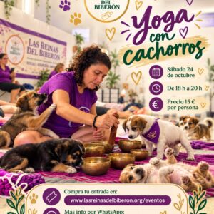 🧘‍♀️ YOGA CON CACHORROS EN ALICANTE – Clase solidaria con  Ishtar Minter  🐾💜