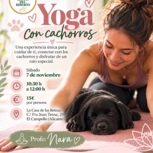 🧘‍♀️ YOGA CON CACHORROS EN ALICANTE – Clase solidaria con Mara  🐾💜