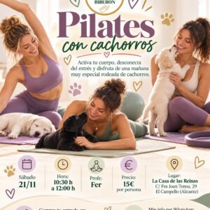 🧘‍♀️ PILATES CON CACHORROS EN CAMPELLO – Clase solidaria con Fer 🐾